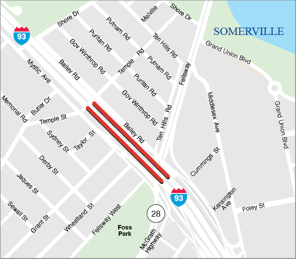 Somerville: Bridge Preservation, S-17-031, Interstate 93 (Northbound and Southbound) from Route 28 to Temple Street (Phase 2) 